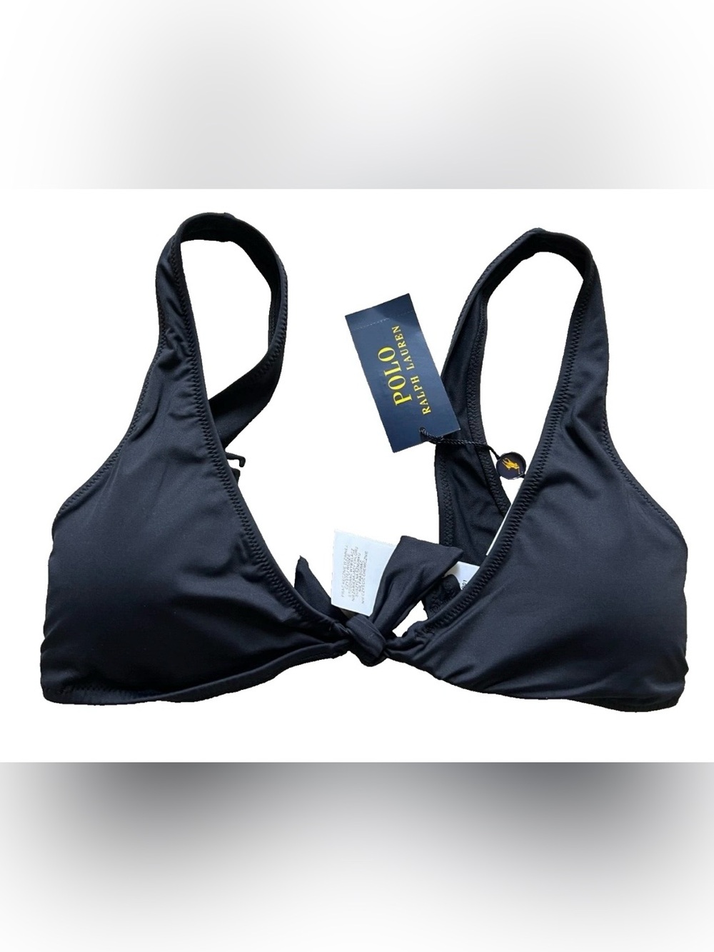 POLO Ralph Lauren black bra swim separate Med  pads lined tie front